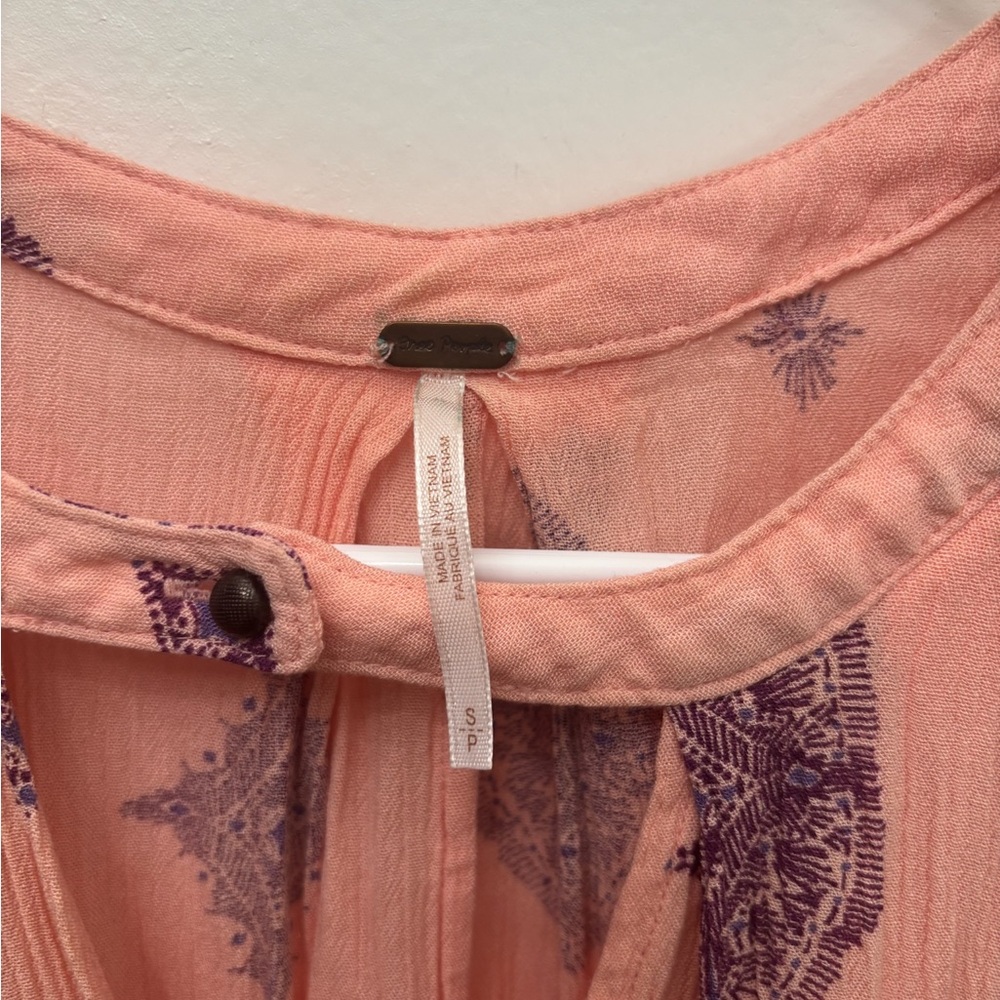 Free People Peach Boho Swing Tunic Dress Sleeveless Size Small - Picture 5 of 5